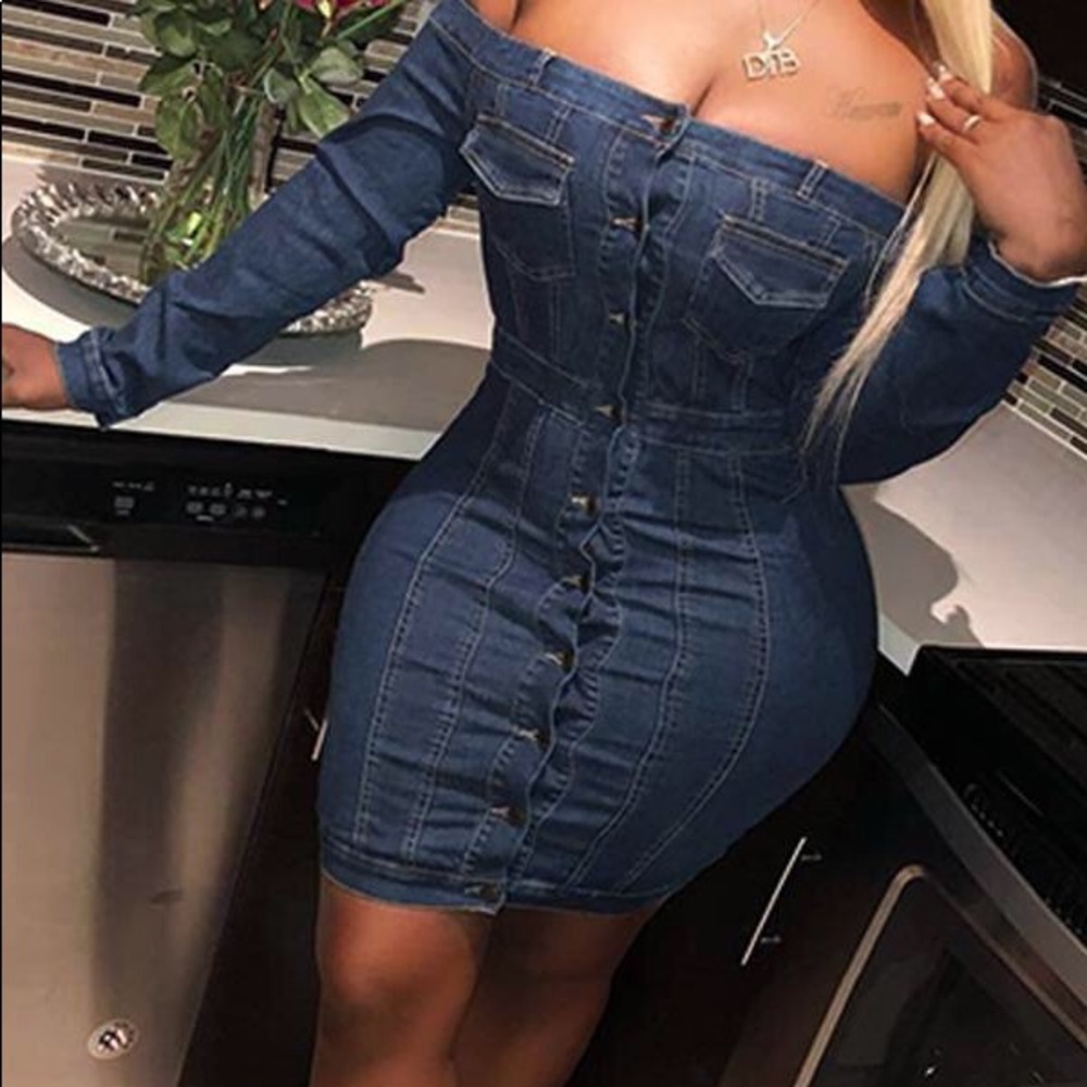 Off The Shoulder Jean Dress